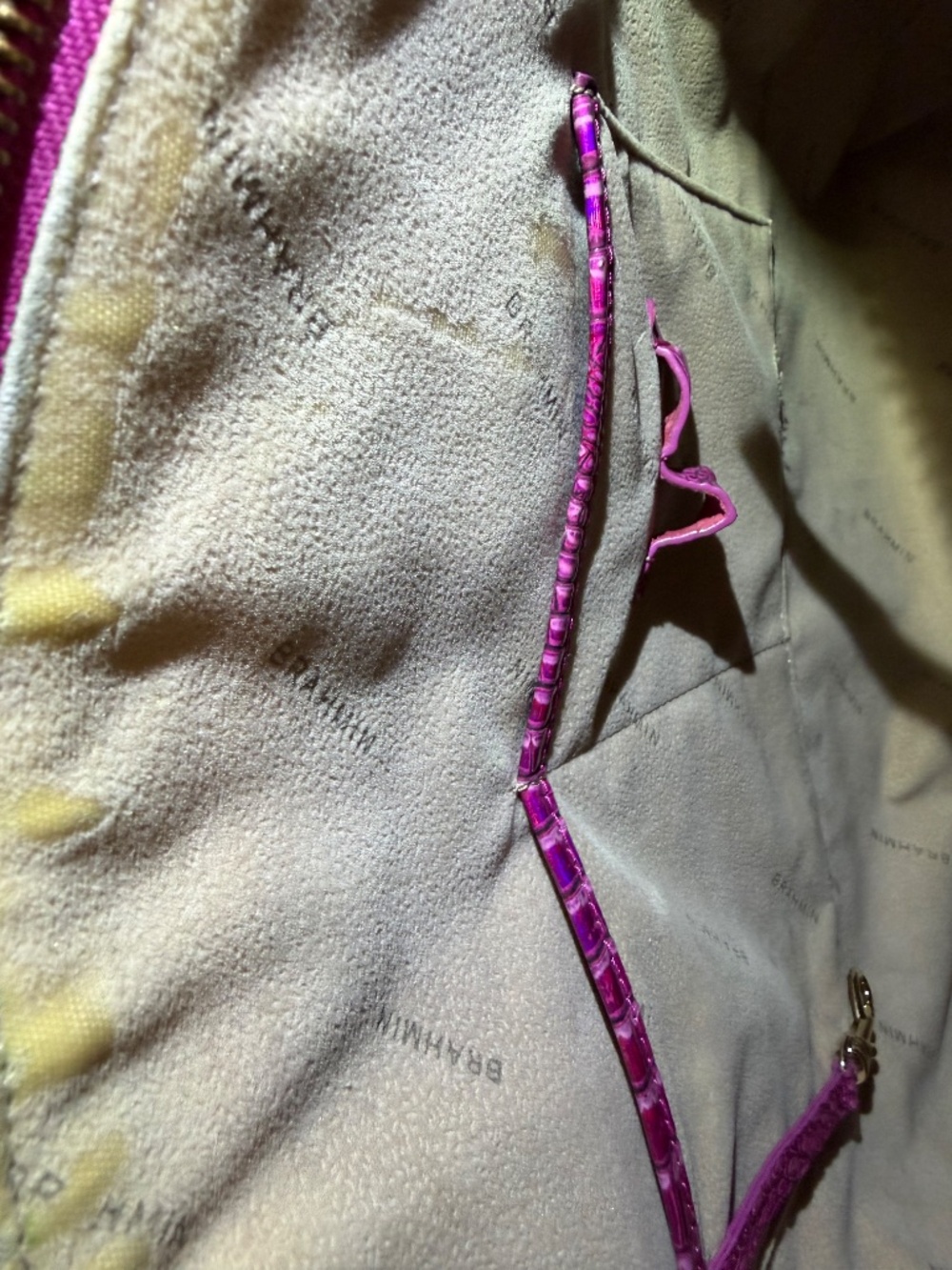 Brahmin Large Duxbury Satchel & Ady Wallet Set Pink Potion Iridescent Rare - Picture 12 of 16